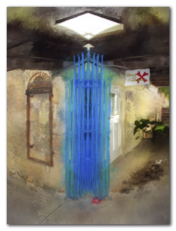 blue gate at the Comanche