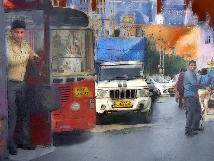 Off the Bus, Mumbai street scene